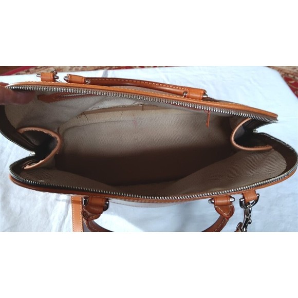 Vtg Dooney & Bourke Satchel Domed Shoulder Strap Leather & Canvas Monogram 80s - Picture 6 of 11